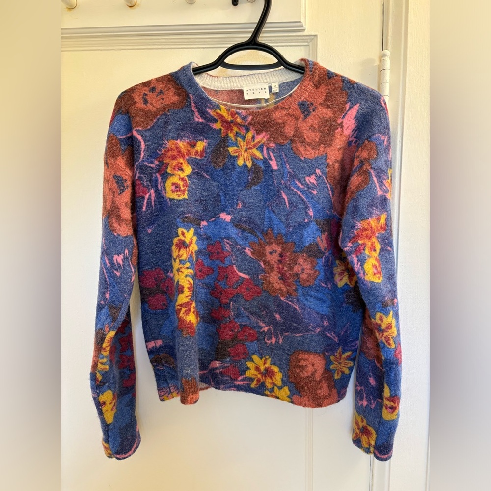 Colorful Floral Crew Neck Sweater